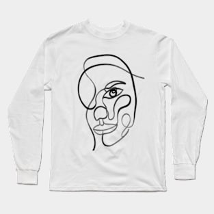 Abstract woman face one line art Long Sleeve T-Shirt